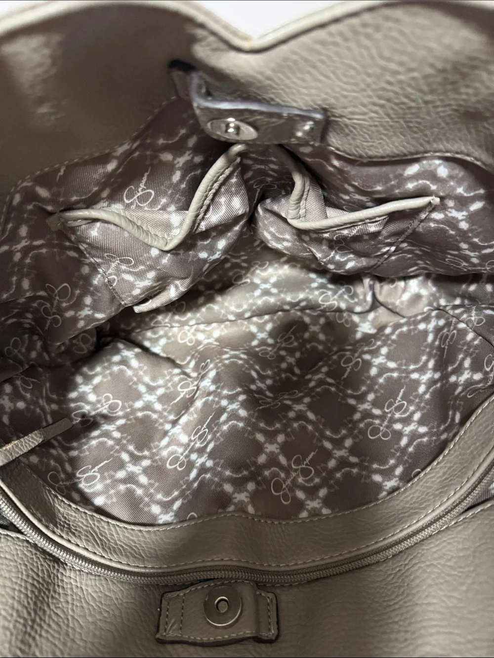 Jessica Simpson Olive Green Pebble Tote with Front Zip